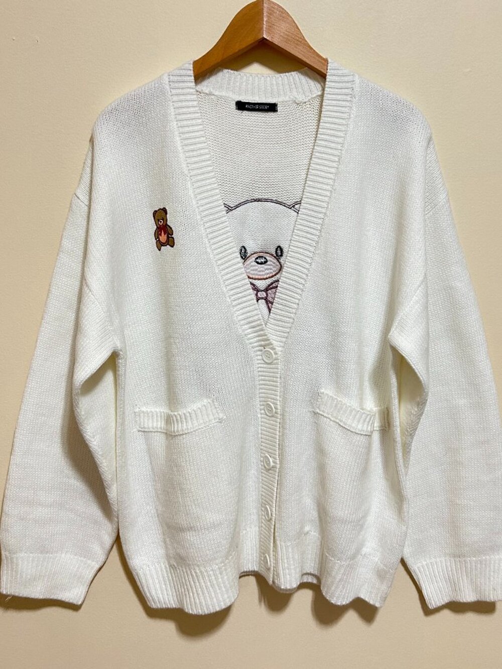 Another Story Teddy Bear Cardigan Sweater White Size XL